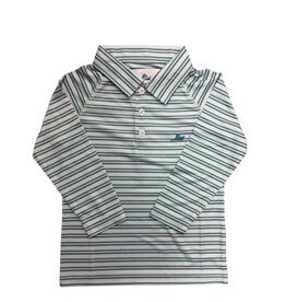 SouthBound LS Dryfit Polo, Turquoise Stripe