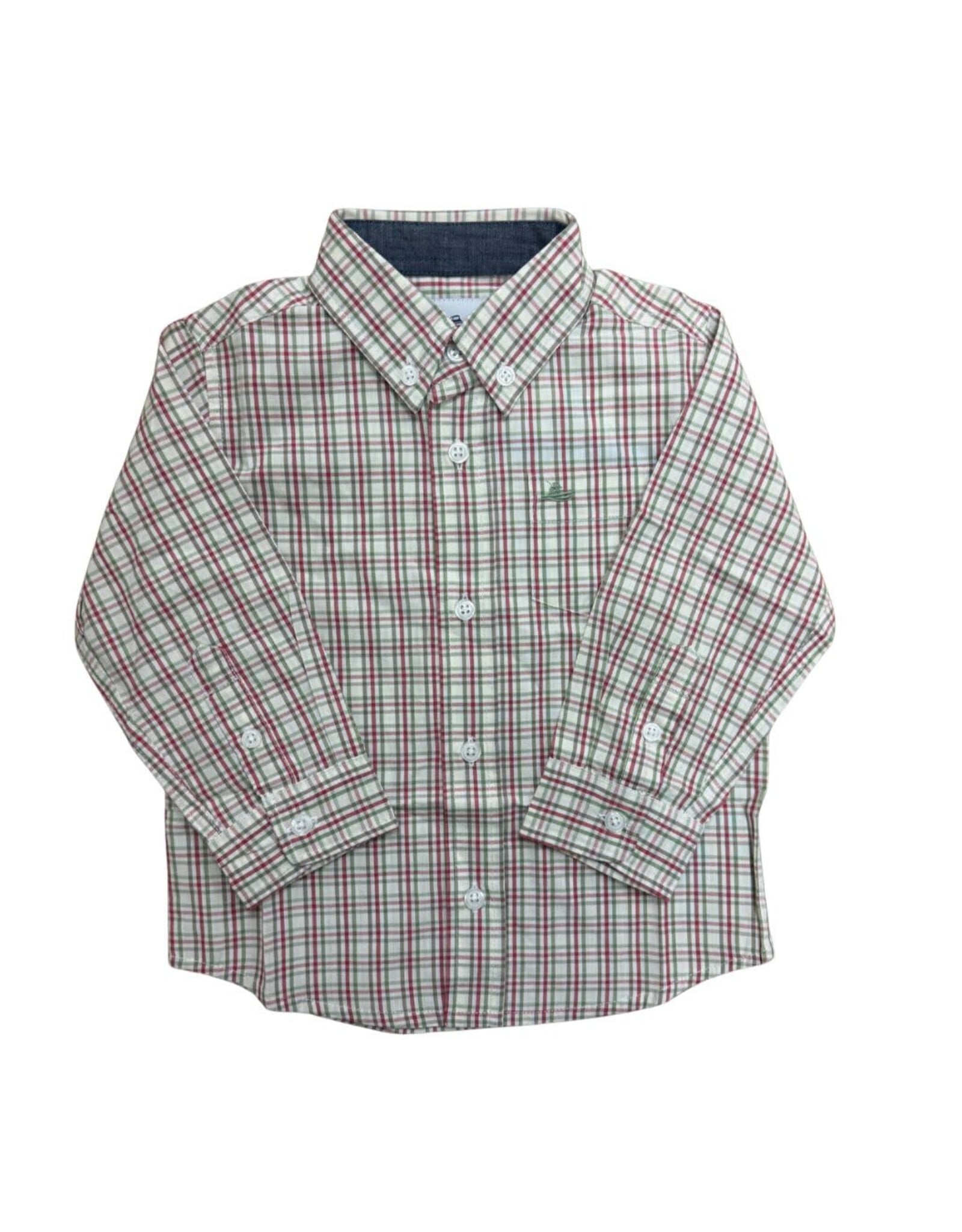 SouthBound LS Dress Shirt, Red/ Green Plaid