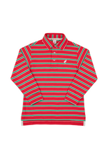 The Beaufort Bonnet Company Striped Prim and Proper Polo LS, Richmond Red/ Kiawah Kelly