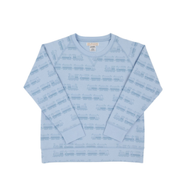 The Beaufort Bonnet Company Cassidy Comfy Crewneck, Blue Choo Choos