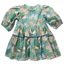 Pink Chicken Maribelle Dress, Green Butterflies