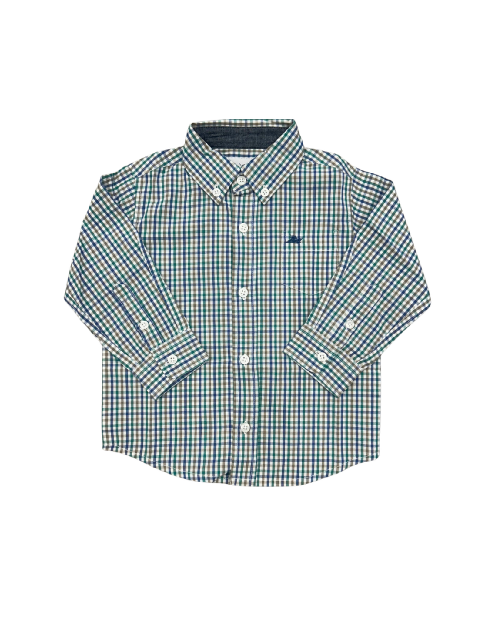 SouthBound LS Dress Shirt, Blue/Green/Tan Plaid