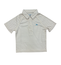 SouthBound LS Dryfit Polo, Sand/Blue Stripe