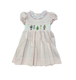 Lulu Bebe LLC Pink Nutcracker Smocked Dress w/ Ruffle Collar