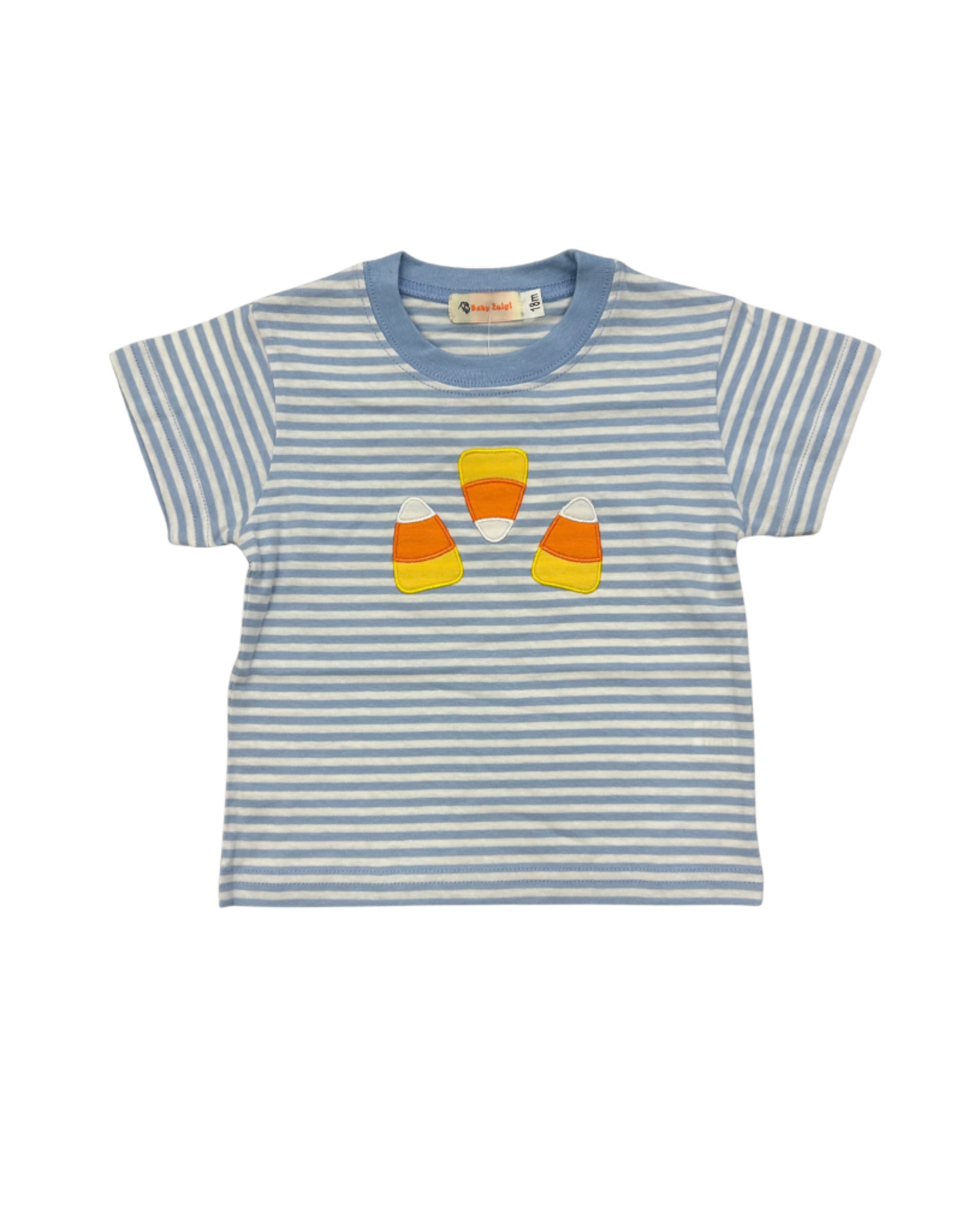 Luigi Sky Blue Stripe Tshirt, Candy Corn