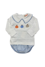Luigi Pumpkin Knit Diaper Set, Sky Blue Stripe