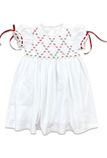 Percy & Tyne Heirloom Smocked Dress, White w/ Red & Green
