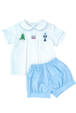 Percy & Tyne Nutcracker Diaper Set, Blue Bitty Dot Cord