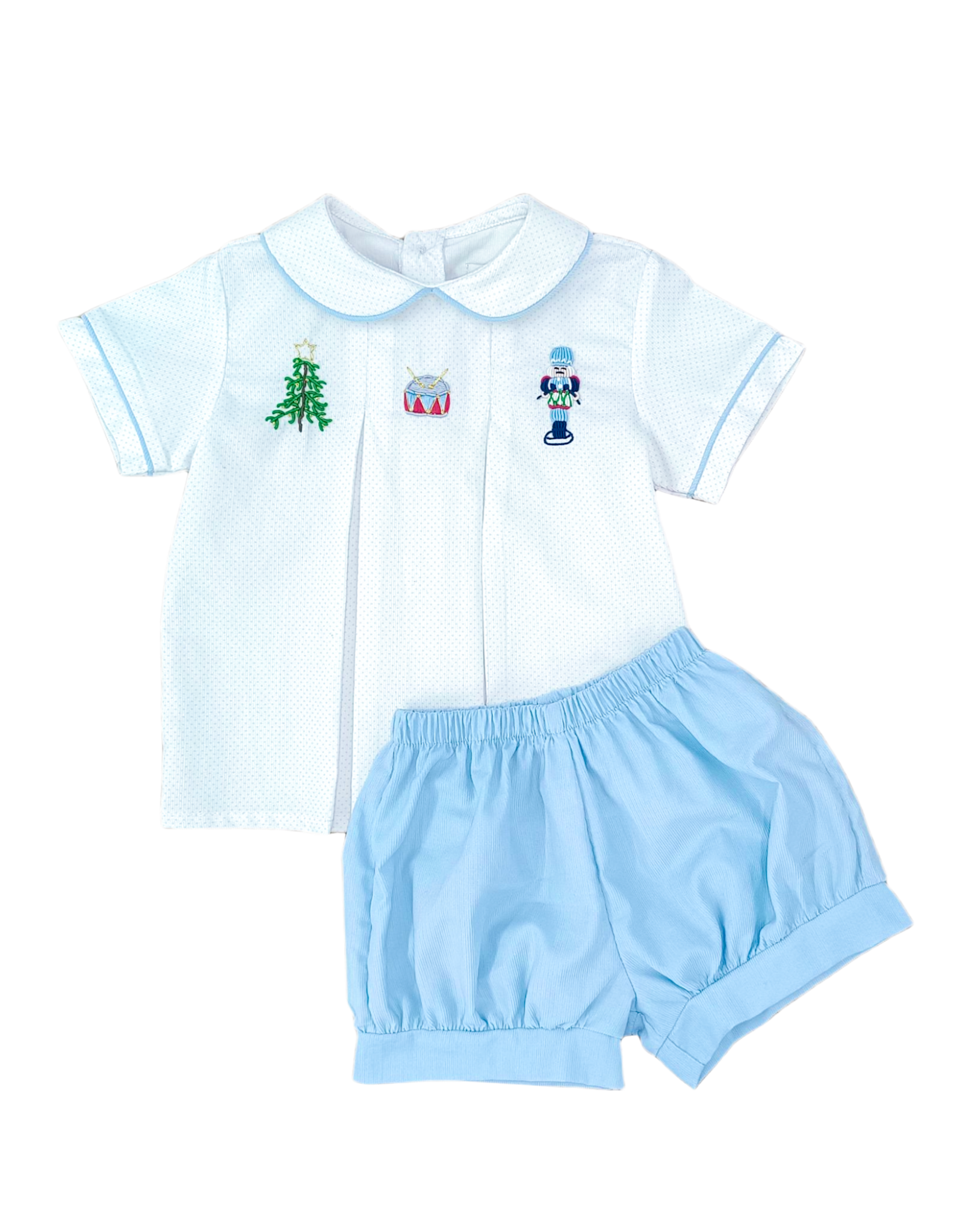 Percy & Tyne Nutcracker Diaper Set, Blue Bitty Dot Cord