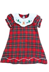 Sweet Dreams Teddy Bear Emb Tartan Plaid Dress