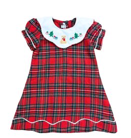 Sweet Dreams Teddy Bear Emb Tartan Plaid Dress