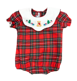 Sweet Dreams Teddy Bear Emb Tartan Plaid Bubble, Girl