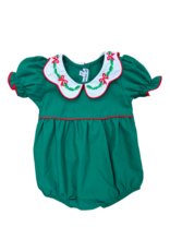 Sweet Dreams Bow & Holly Emb Scallop Collar Hunter Green Bubble