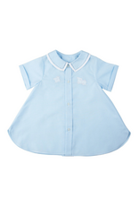 Feltman Brothers Blue Open Front Daygown with Train NB