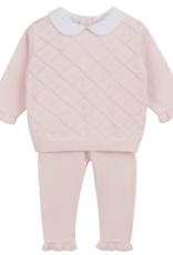 Feltman Brothers Girl's Peter Pan Diamond Knit Set, Pink