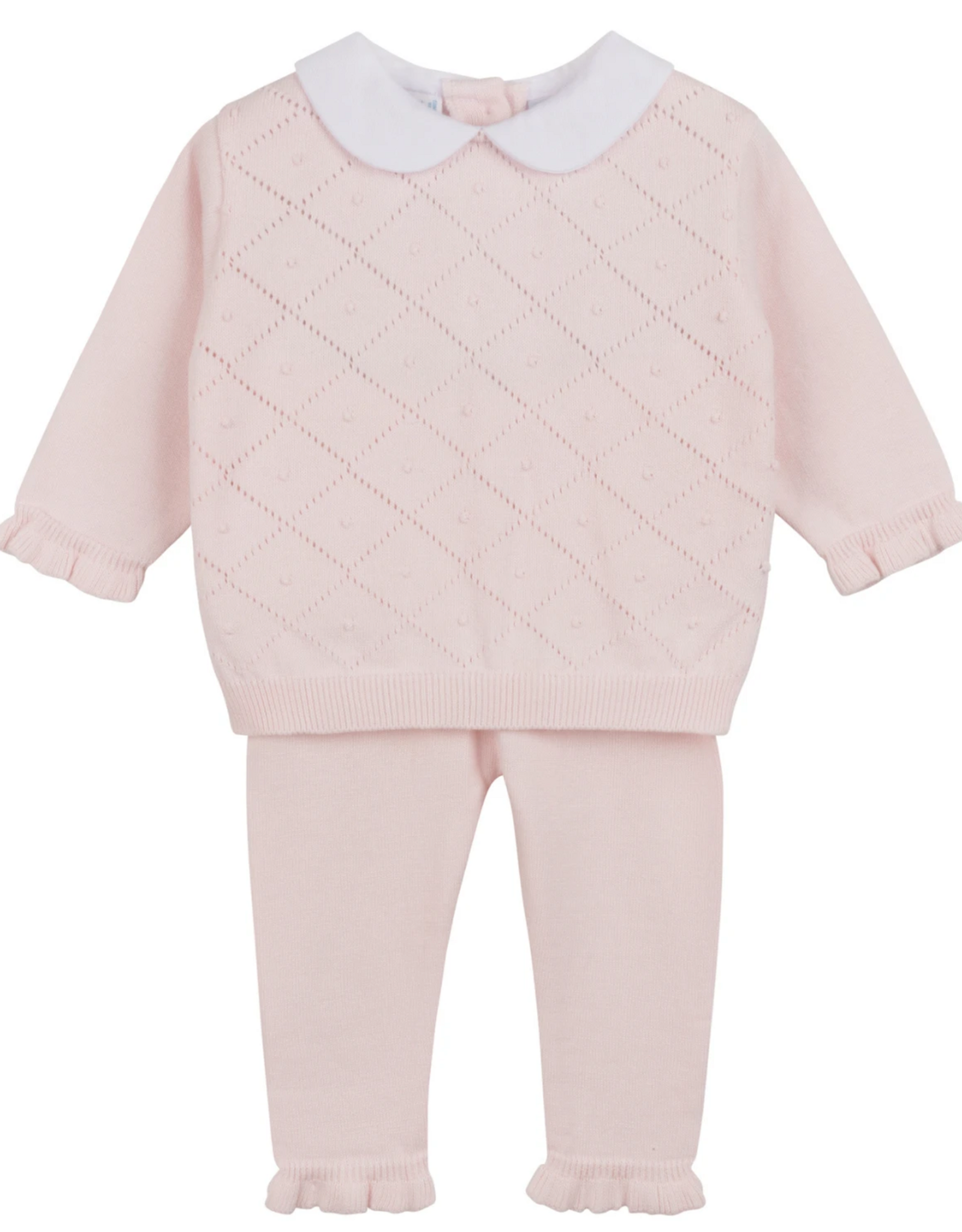 Feltman Brothers Girl's Peter Pan Diamond Knit Set, Pink