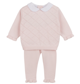 Feltman Brothers Girl's Peter Pan Diamond Knit Set, Pink