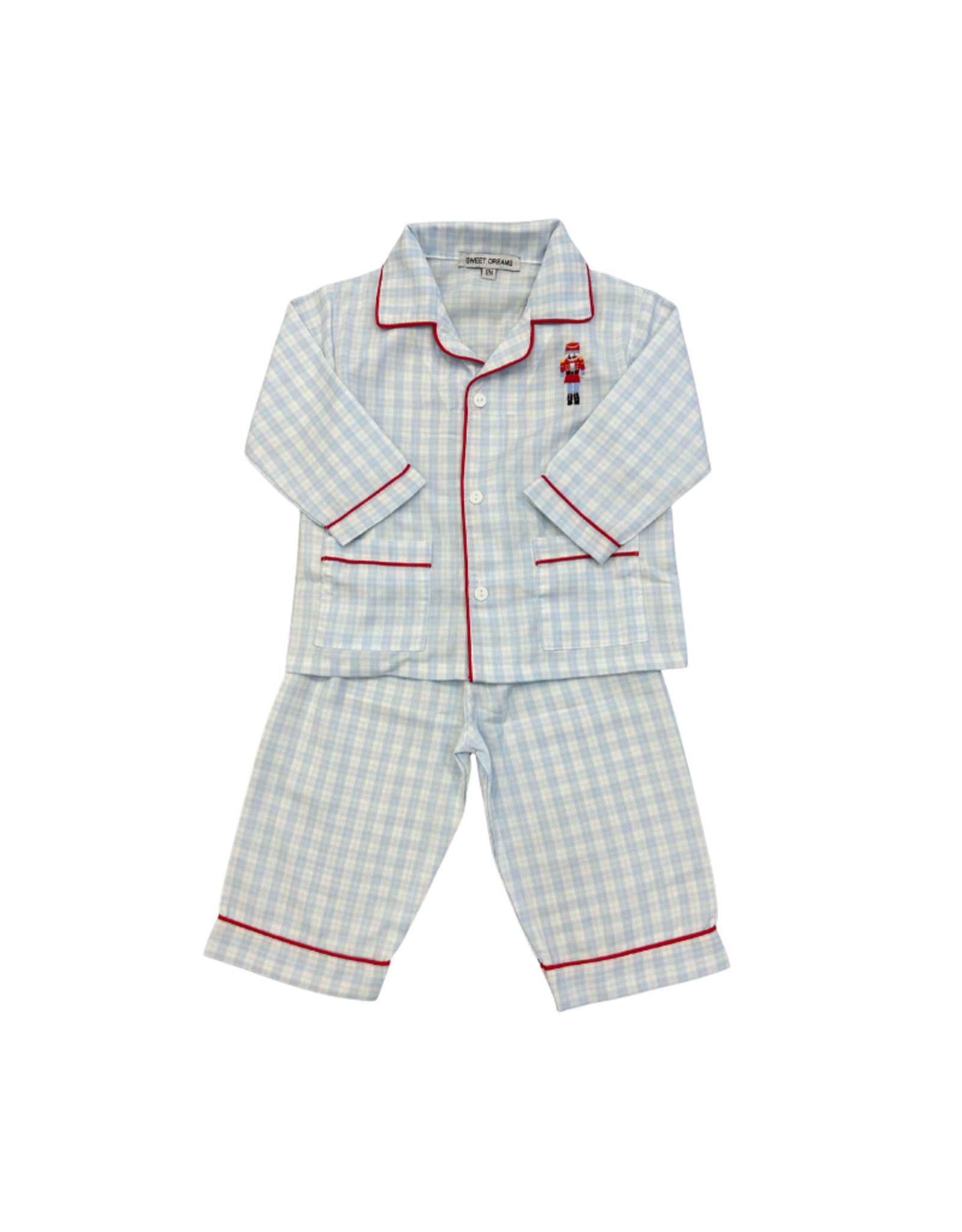Sweet Dreams Nutcracker Emb Blue Plaid PJ Set