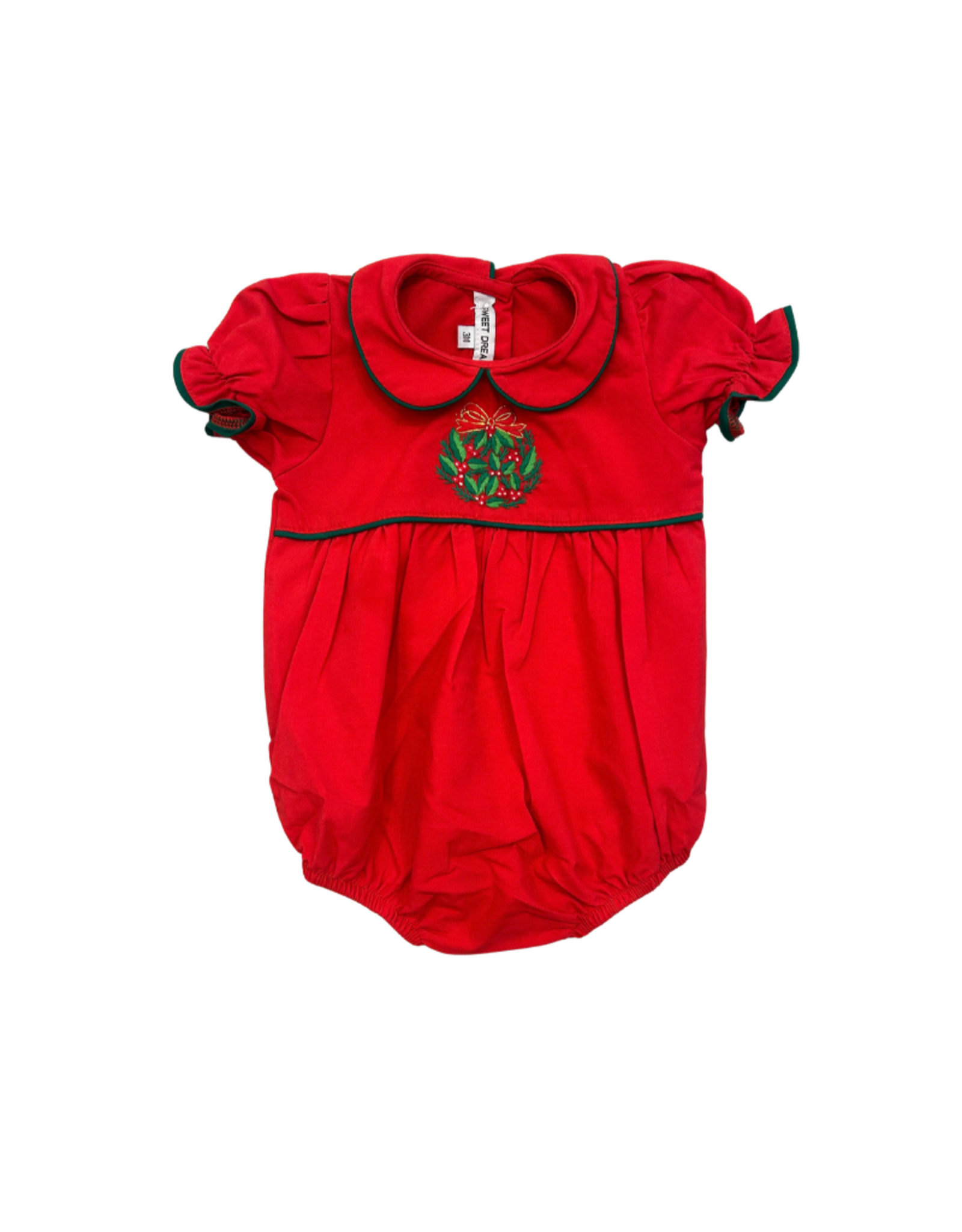 Sweet Dreams Holly Bow Ornament Emb Red Bubble