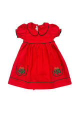 Sweet Dreams Holly Bow Ornament Emb Red Dress