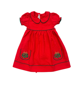 Sweet Dreams Holly Bow Ornament Emb Red Dress