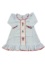 Sweet Dreams Nutcracker Emb Blue Plaid Gown