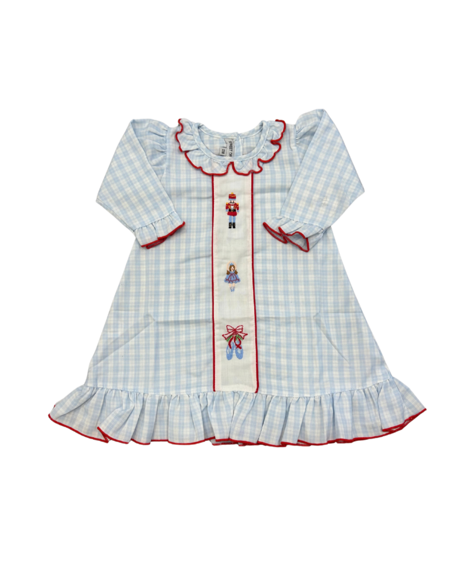 Sweet Dreams Nutcracker Emb Blue Plaid Gown