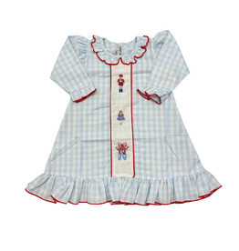 Sweet Dreams Nutcracker Emb Blue Plaid Gown