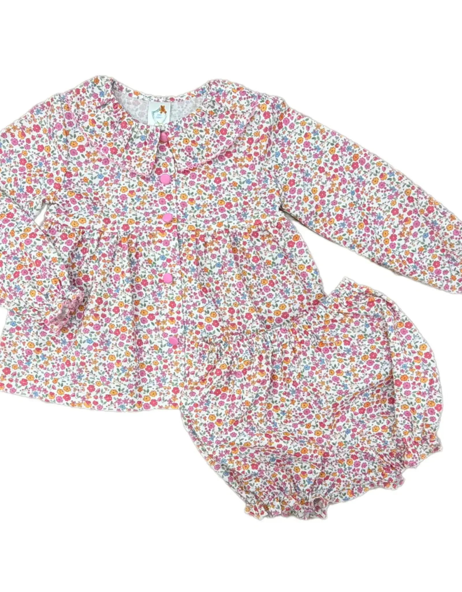 Love George Pink Floral Button Bloomer Set