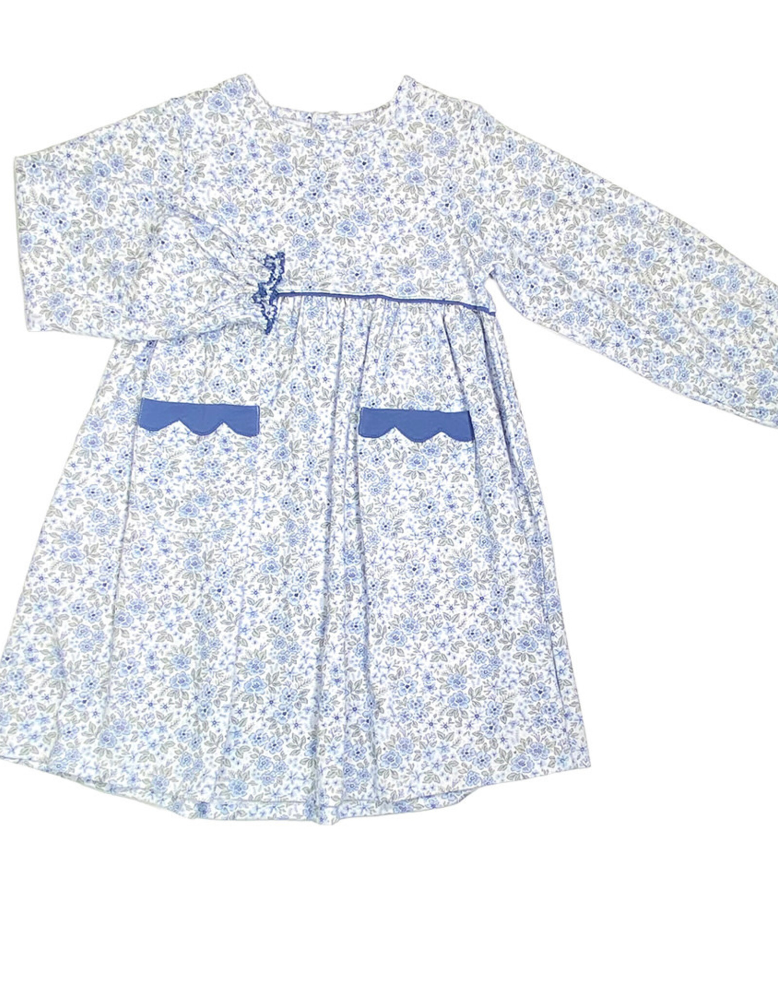 Ishtex Blue Ditsy Flower Empire Dress