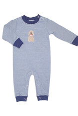 Ishtex Navy Stripe Dog Applique Romper