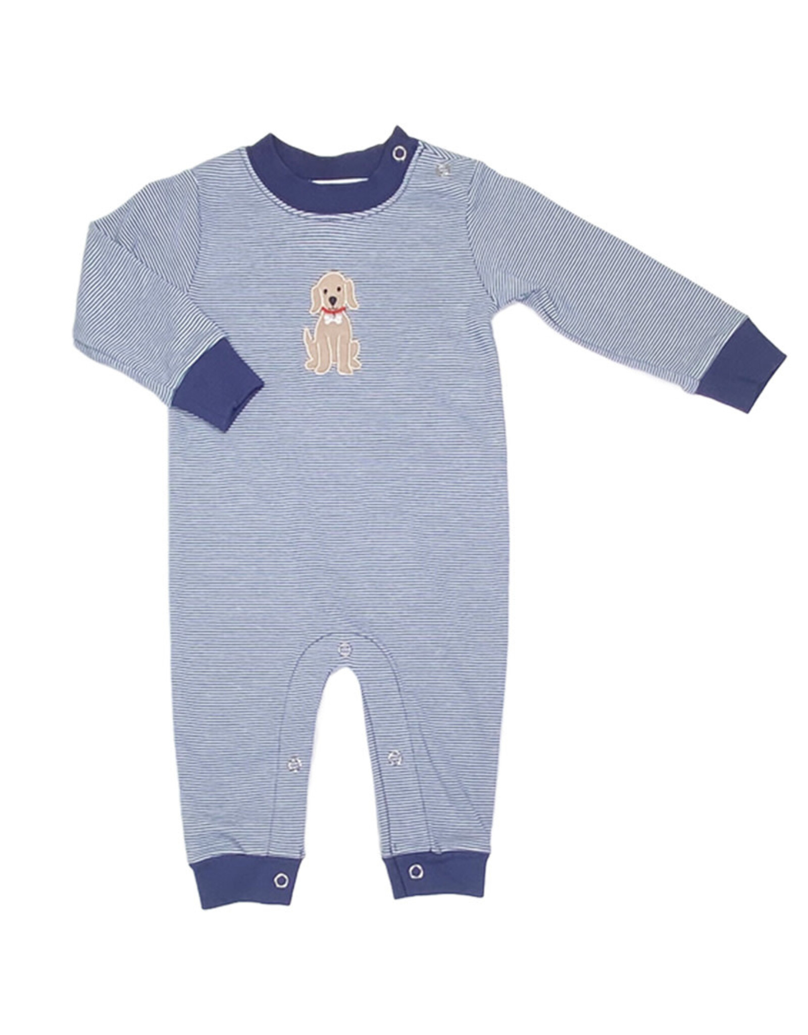 Ishtex Navy Stripe Dog Applique Romper