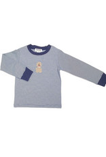 Ishtex Navy Stripe Dog Applique Tshirt