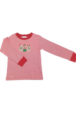 Ishtex Red Stripe Christmas Dog Trio Applique Tshirt