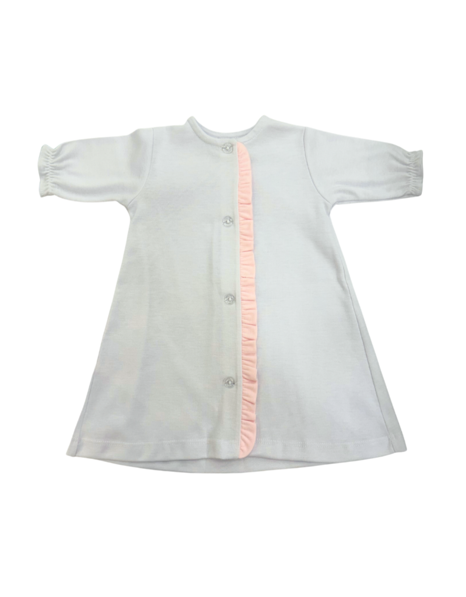 Auraluz White/Pink Knit Ruffle Daygown