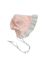 Auraluz Pink/White Knit Ruffle Bonnet