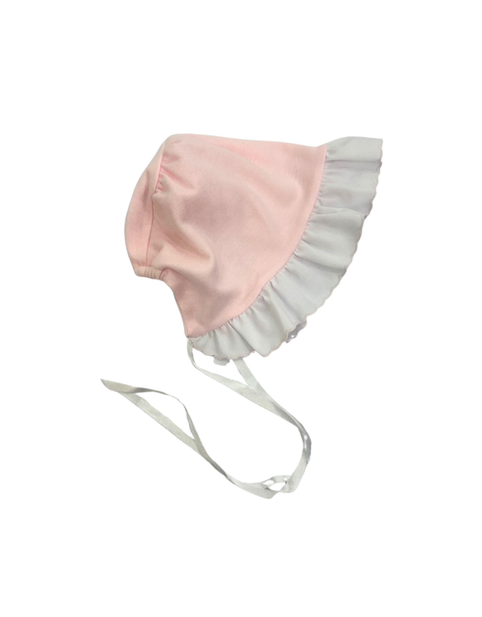 Auraluz Pink/White Knit Ruffle Bonnet