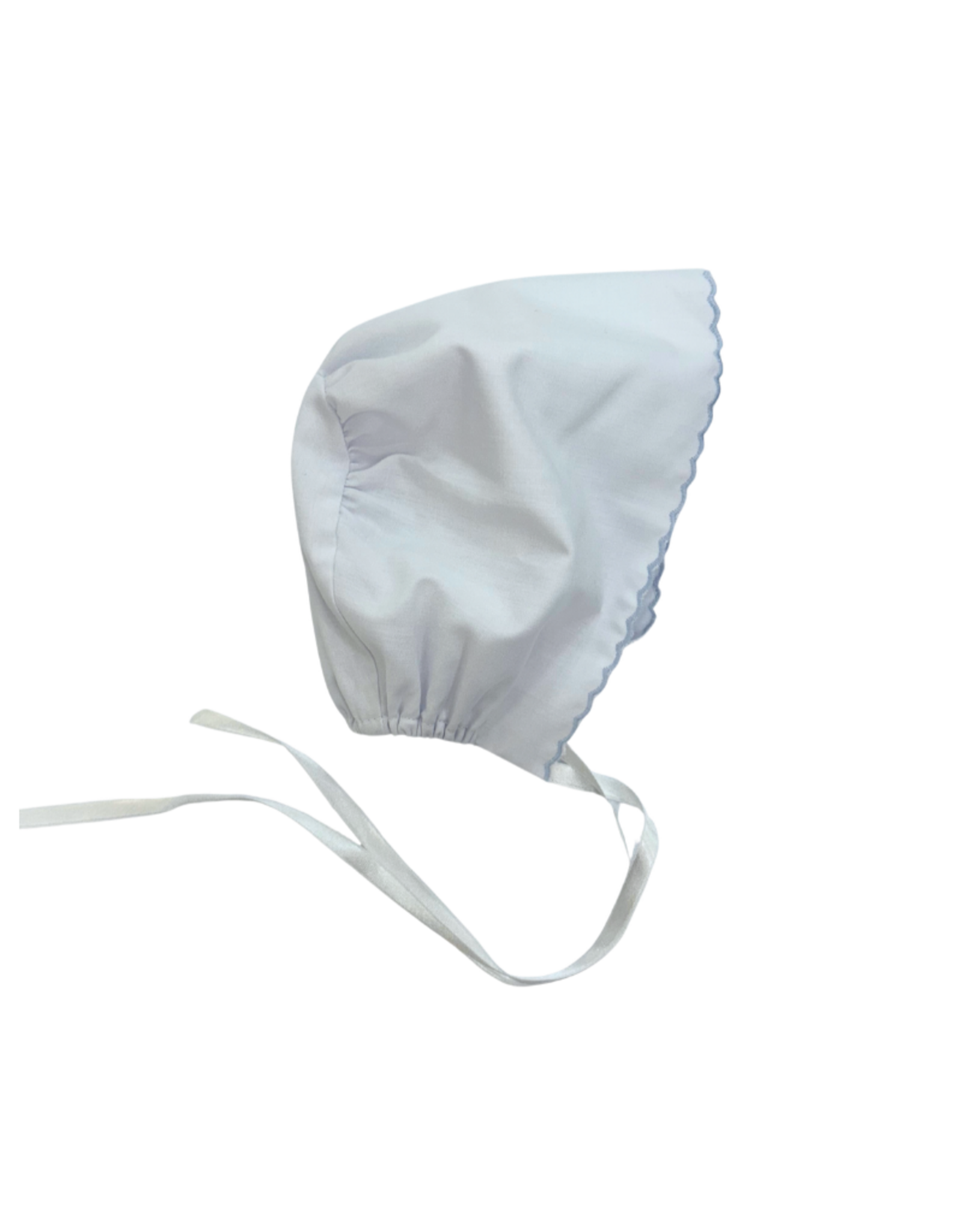 Auraluz Baby Bonnet with Blue Scallop Trim