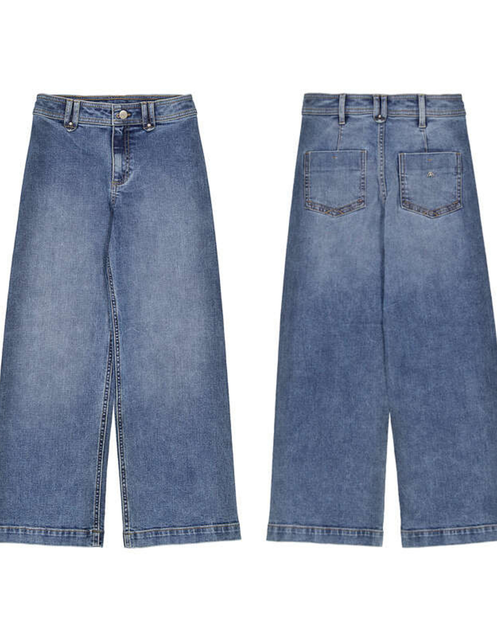 Mayoral Wide Leg Denim Pants, Medium Wash