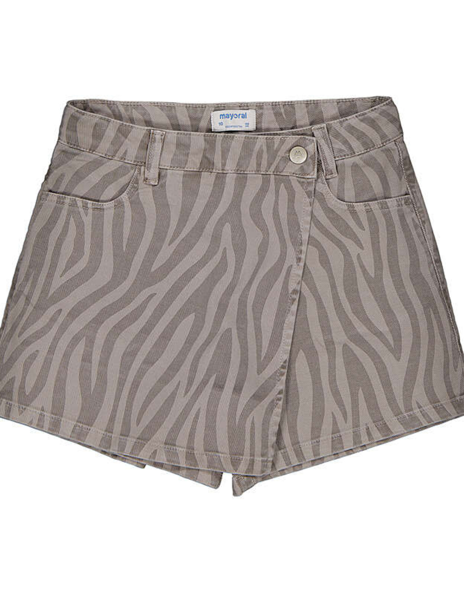 Mayoral Twill Skort, Chocolate Tiger Print