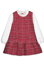 Mayoral Combined Pinafore Dress, Red