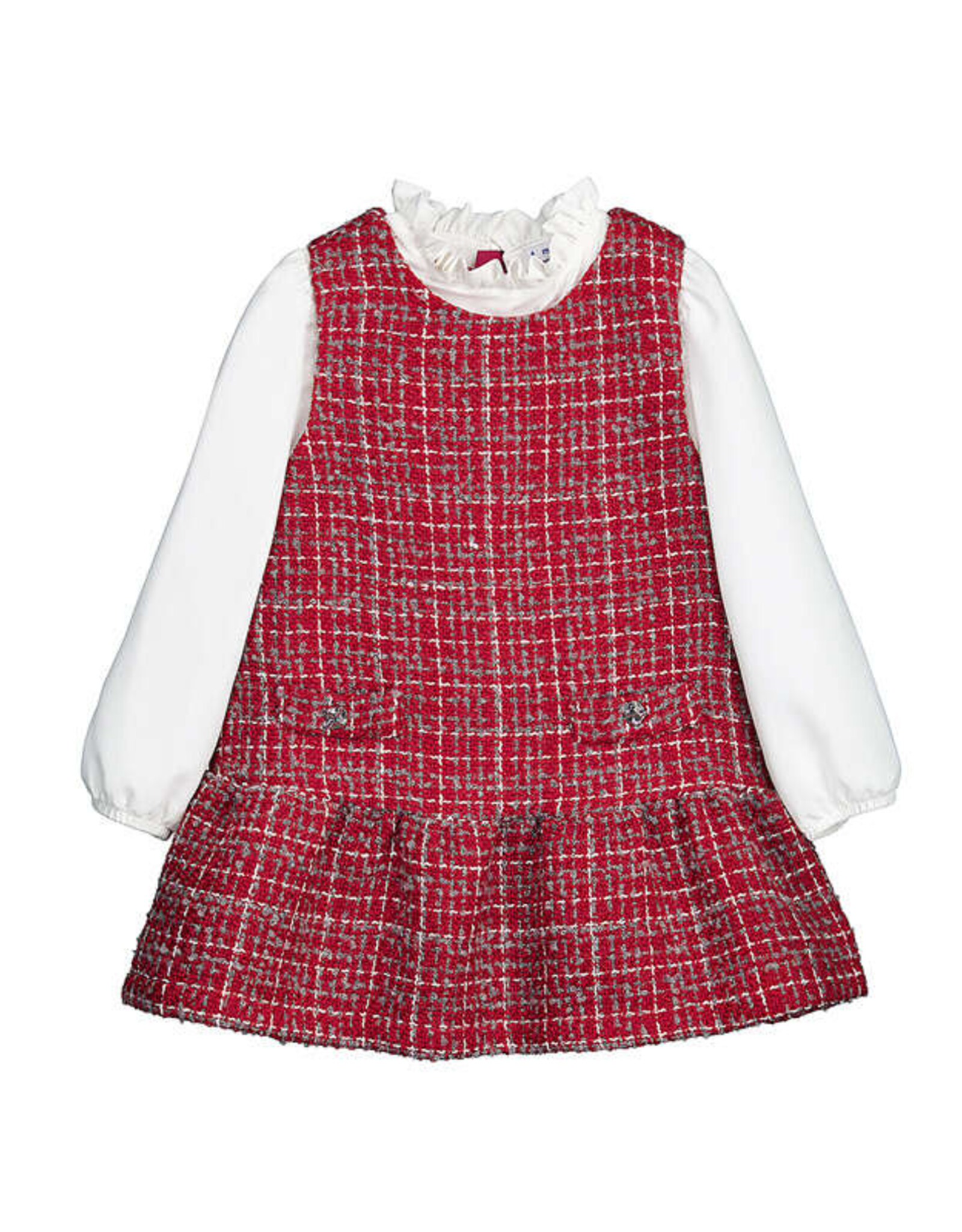Mayoral Combined Pinafore Dress, Red