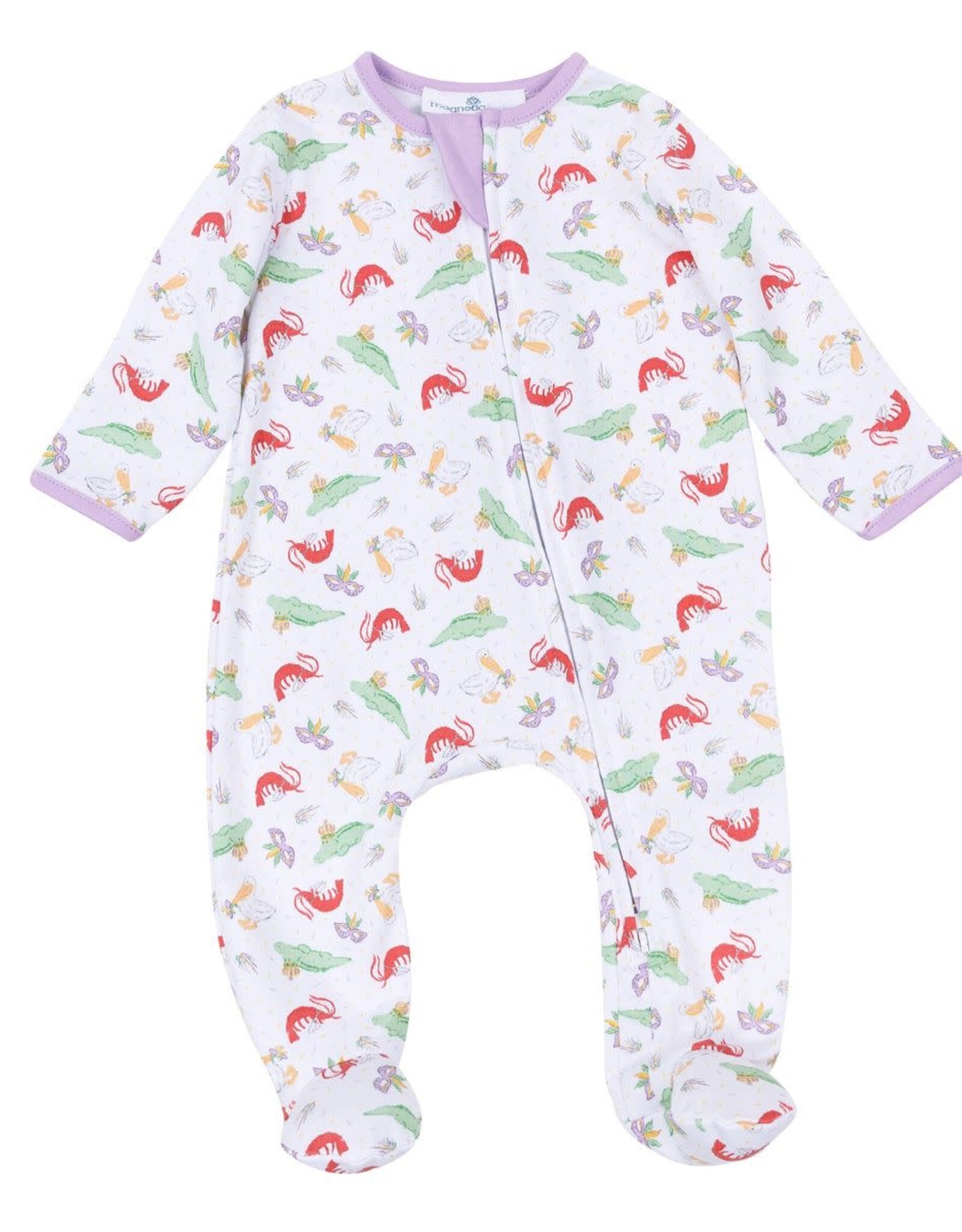 Magnolia Baby Bayou Pals Print Zip Footie