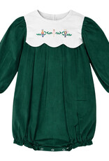 Krewe Kids Lucy LS Scallop Bubble, Green Cord Christmas Tartan