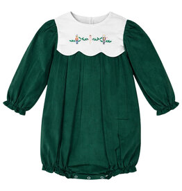 Krewe Kids Lucy LS Scallop Bubble, Green Cord Christmas Tartan