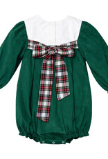 Krewe Kids Lucy LS Scallop Bubble, Green Cord Christmas Tartan
