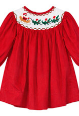 Krewe Kids Brooke LS Bishop Dress, Cajun Cord Santa