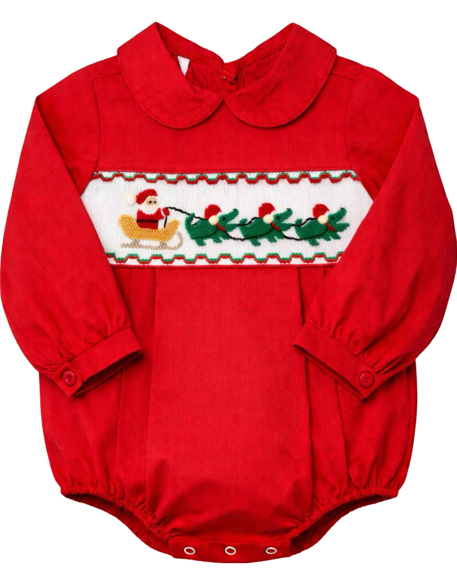 Krewe Kids Hudson LS Smock Bubble, Cajun Cord Santa
