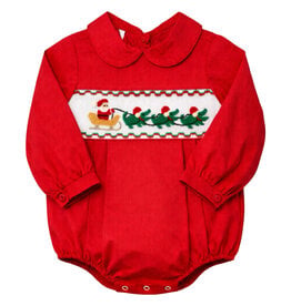 Krewe Kids Hudson LS Smock Bubble, Cajun Cord Santa