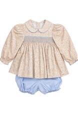 Krewe Kids Cora Smocked LS Bloomer Set, Fall Ditsy Floral